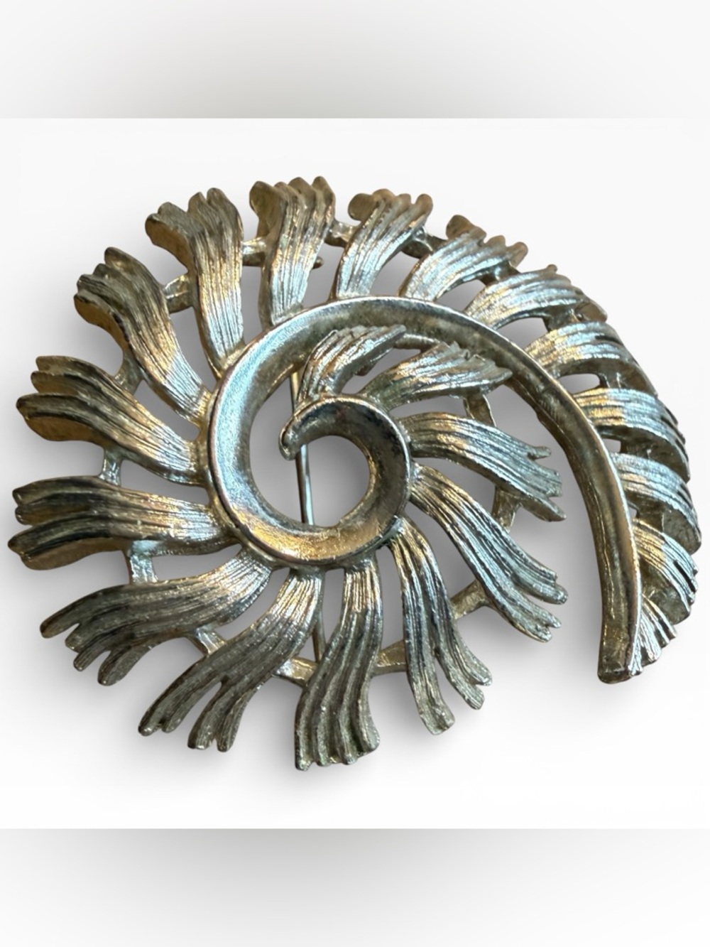 Lisner Silver-Tone Spiral Sunburst Brooch
